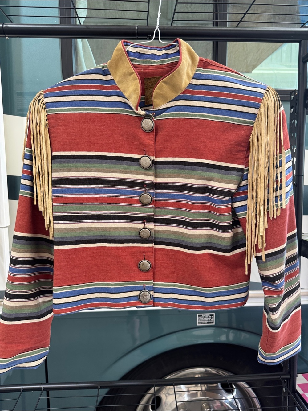 Double D Ranch Cropped Striped Fringe Jacket -